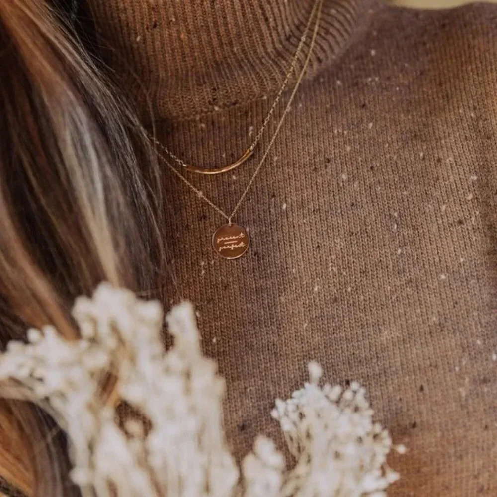 Present/Perfect Gold Disc Mantra Charm Necklace - Picture 10 of 10
